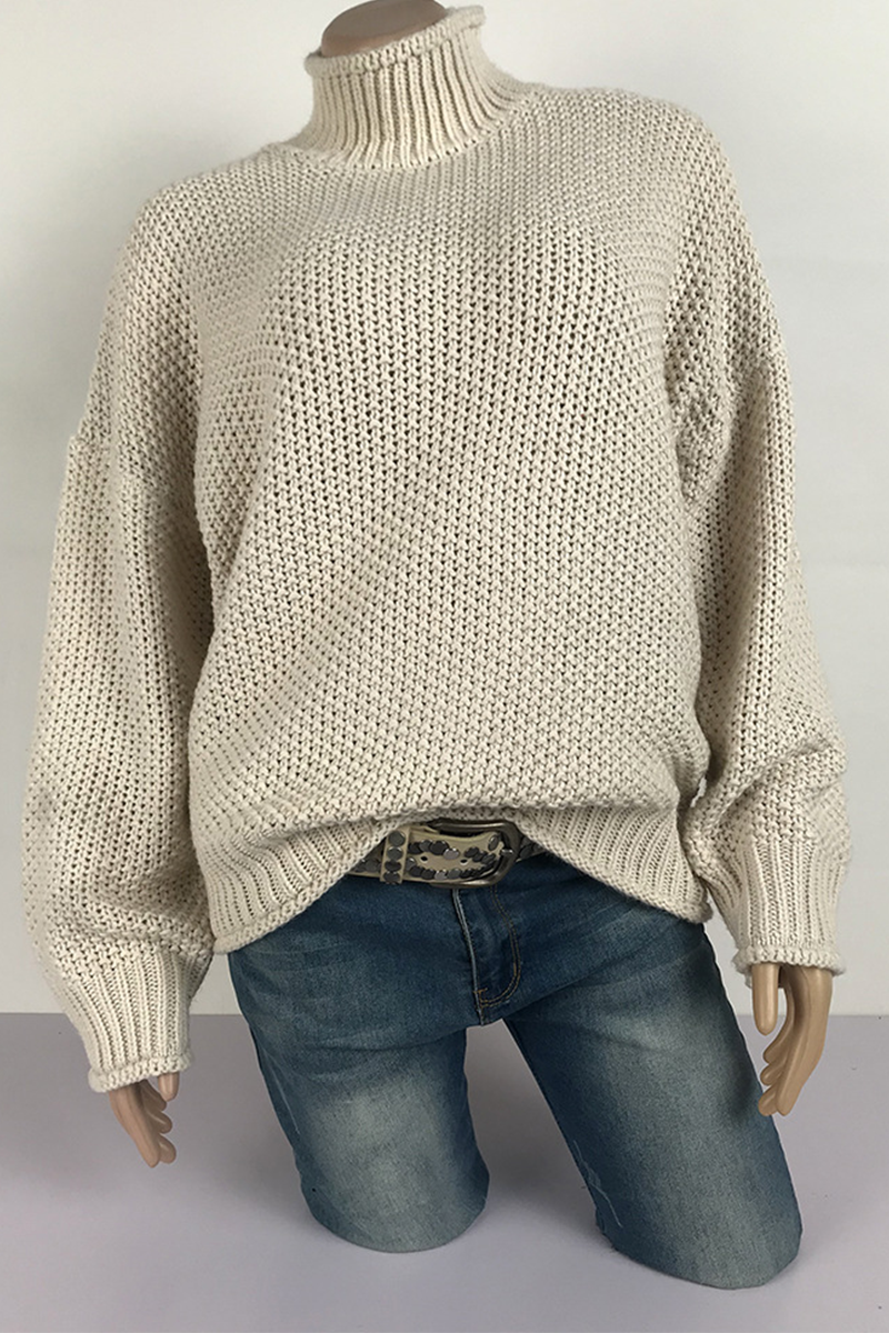 Casual Solid Patchwork Half A Turtleneck Sweaters(9 Colors)