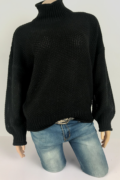 Casual Solid Patchwork Half A Turtleneck Sweaters(9 Colors)