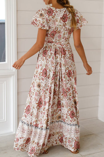 Sexy Elegant Print V Neck A Line Dresses