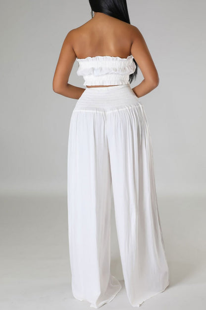 Casual Solid Backless Strapless Sleeveless Two Pieces(3 Colors)