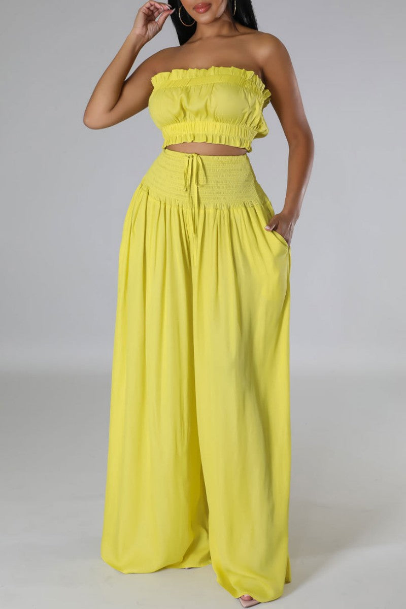 Casual Solid Backless Strapless Sleeveless Two Pieces(3 Colors)