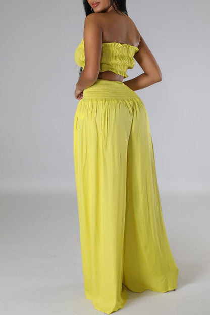 Casual Solid Backless Strapless Sleeveless Two Pieces(3 Colors)