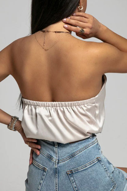 Sexy Solid Backless Halter Tops