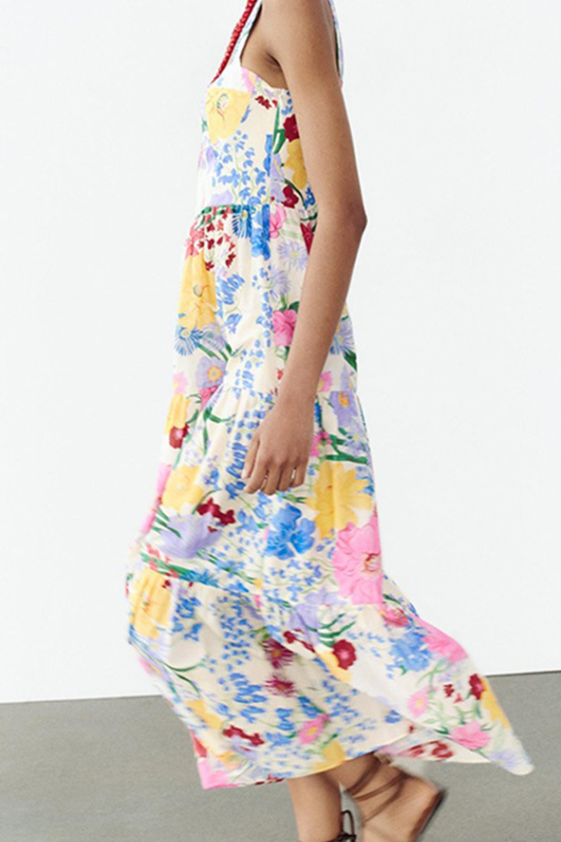 Casual Floral Print Patchwork Printed Dresses