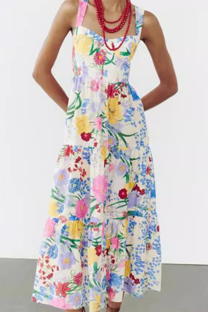 Casual Floral Print Patchwork Printed Dresses