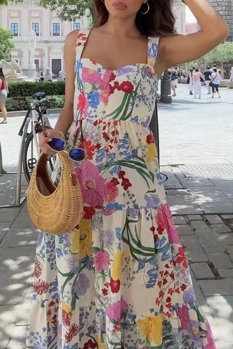 Casual Floral Print Patchwork Printed Dresses