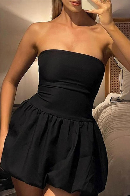 Sexy Casual Solid Color Backless Strapless Sleeveless Dresses