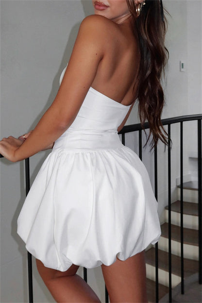 Sexy Casual Solid Color Backless Strapless Sleeveless Dresses