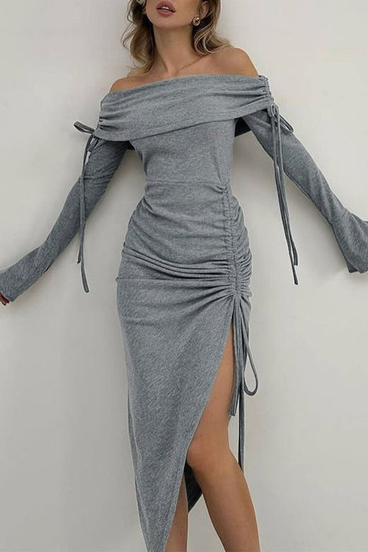 Sexy Draw String Off Shoulder Wrapped Skirt Dresses