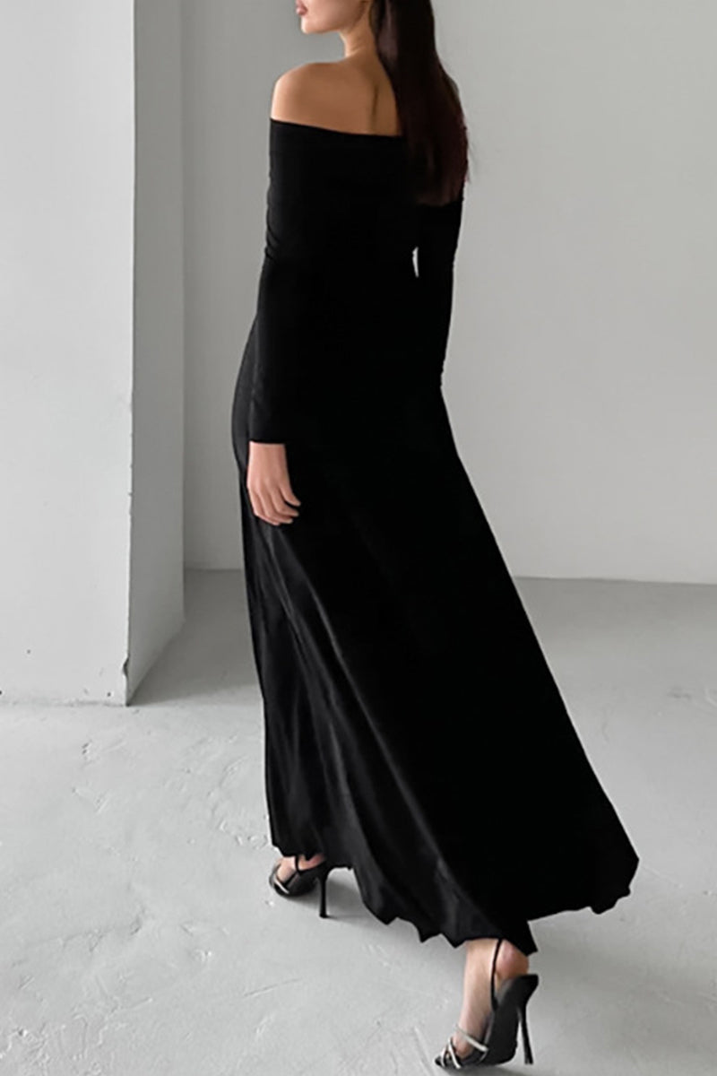 Elegant Ruched Off Shoulder Long Dresses