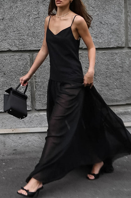 Sexy See-Through Backless V Neck Sling Dresses