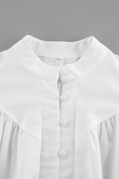 Elegant Buttons Mandarin Collar Blouses