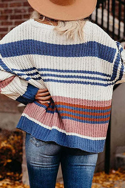 Fashion Street Striped Pullovers O Neck Sweaters