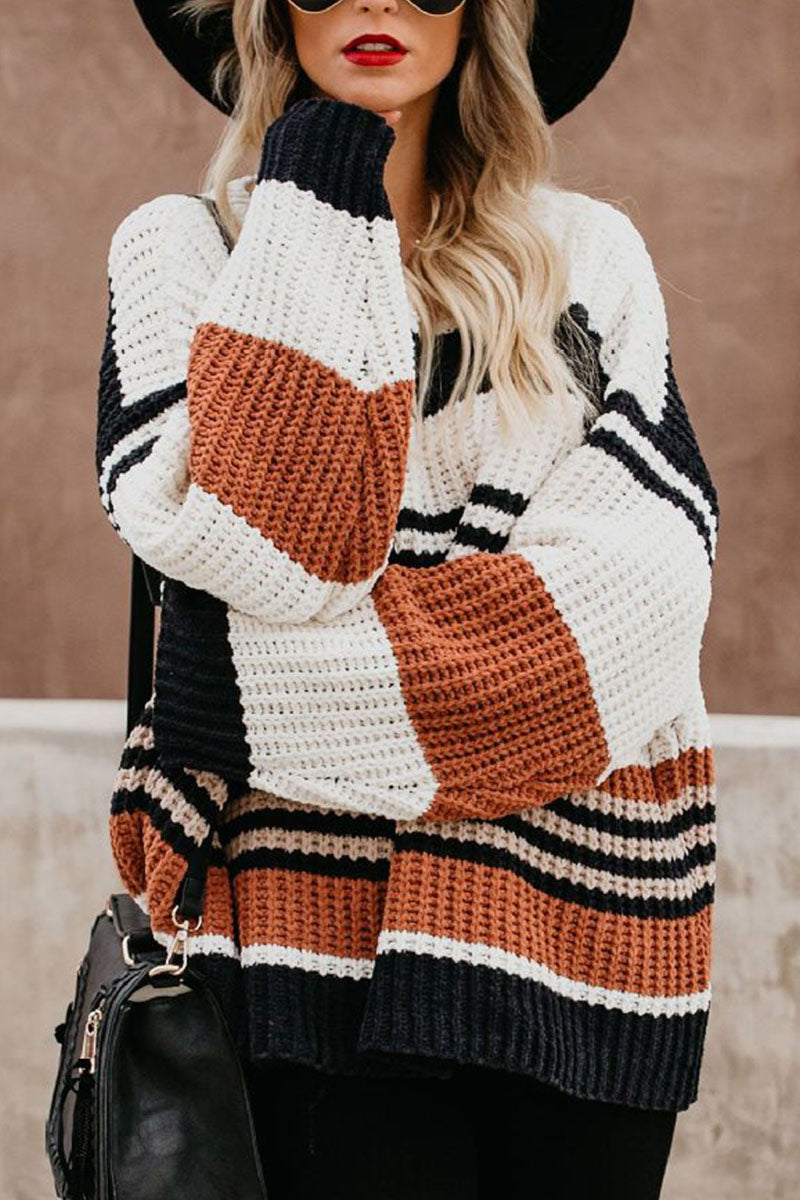 Fashion Street Striped Pullovers O Neck Sweaters