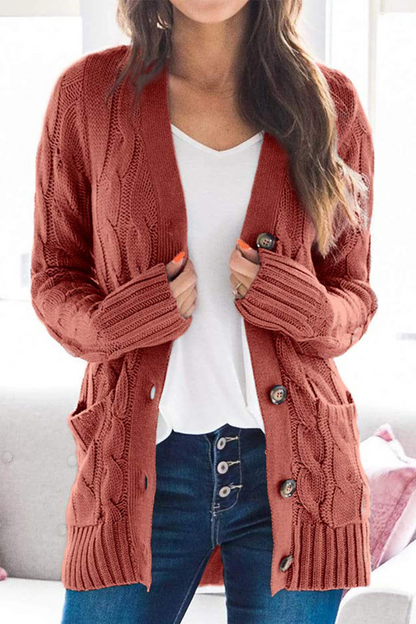 Casual Solid Patchwork Buckle Cardigan Collar Cardigans(5 Colors)