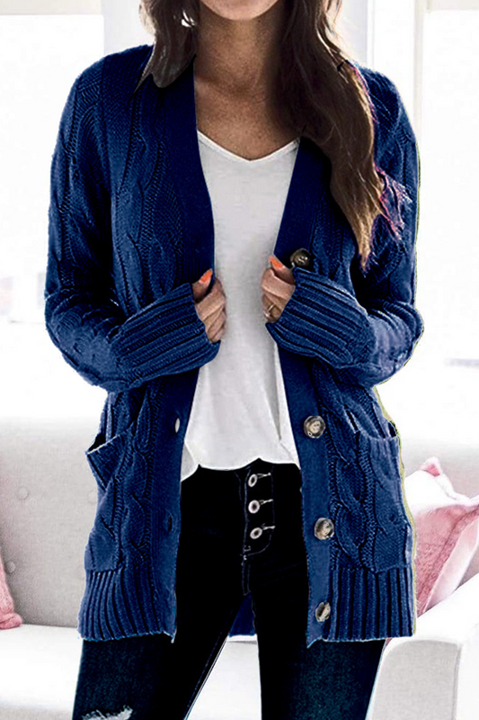 Fashion Solid Patchwork Cardigan Collar Cardigans