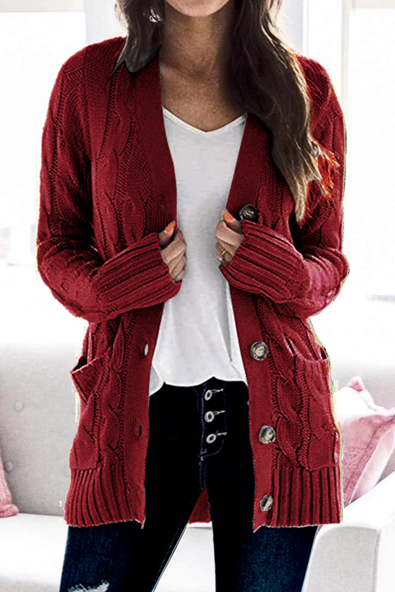 Fashion Solid Patchwork Cardigan Collar Cardigans