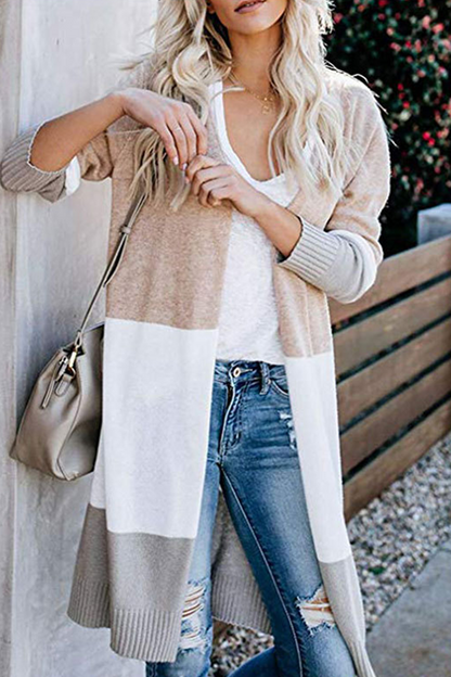 Casual Solid Patchwork Cardigan Collar Cardigans(6 Colors)