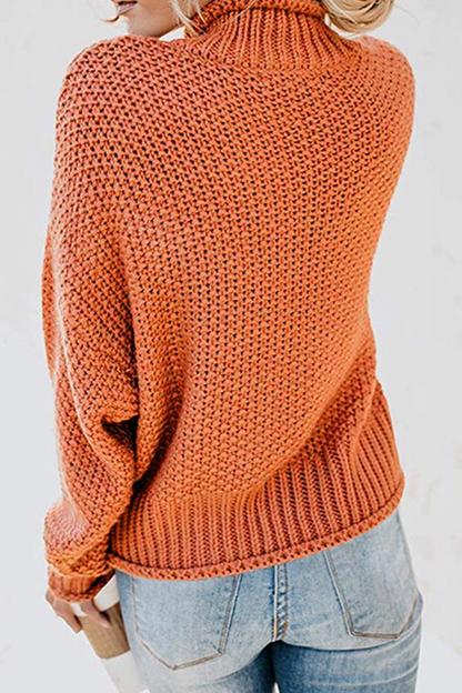 Casual Solid Patchwork Half A Turtleneck Sweaters(9 Colors)