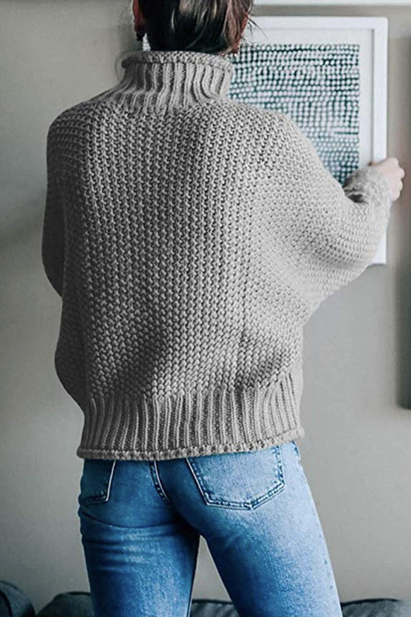 Casual Solid Patchwork Half A Turtleneck Sweaters(9 Colors)