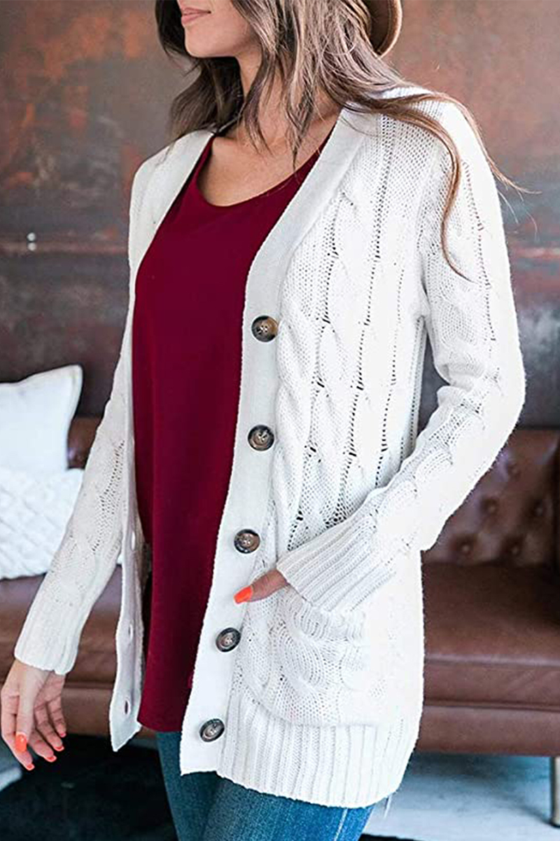 Casual Solid Patchwork Cardigan Collar Cardigans(6 Colors)