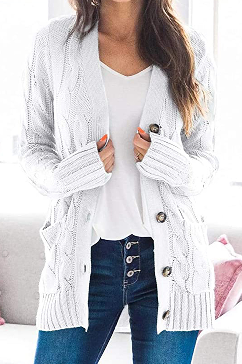 Casual Solid Patchwork Cardigan Collar Cardigans(6 Colors)