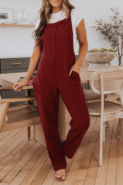 Casual Solid Patchwork Spaghetti Strap Harlan Jumpsuits