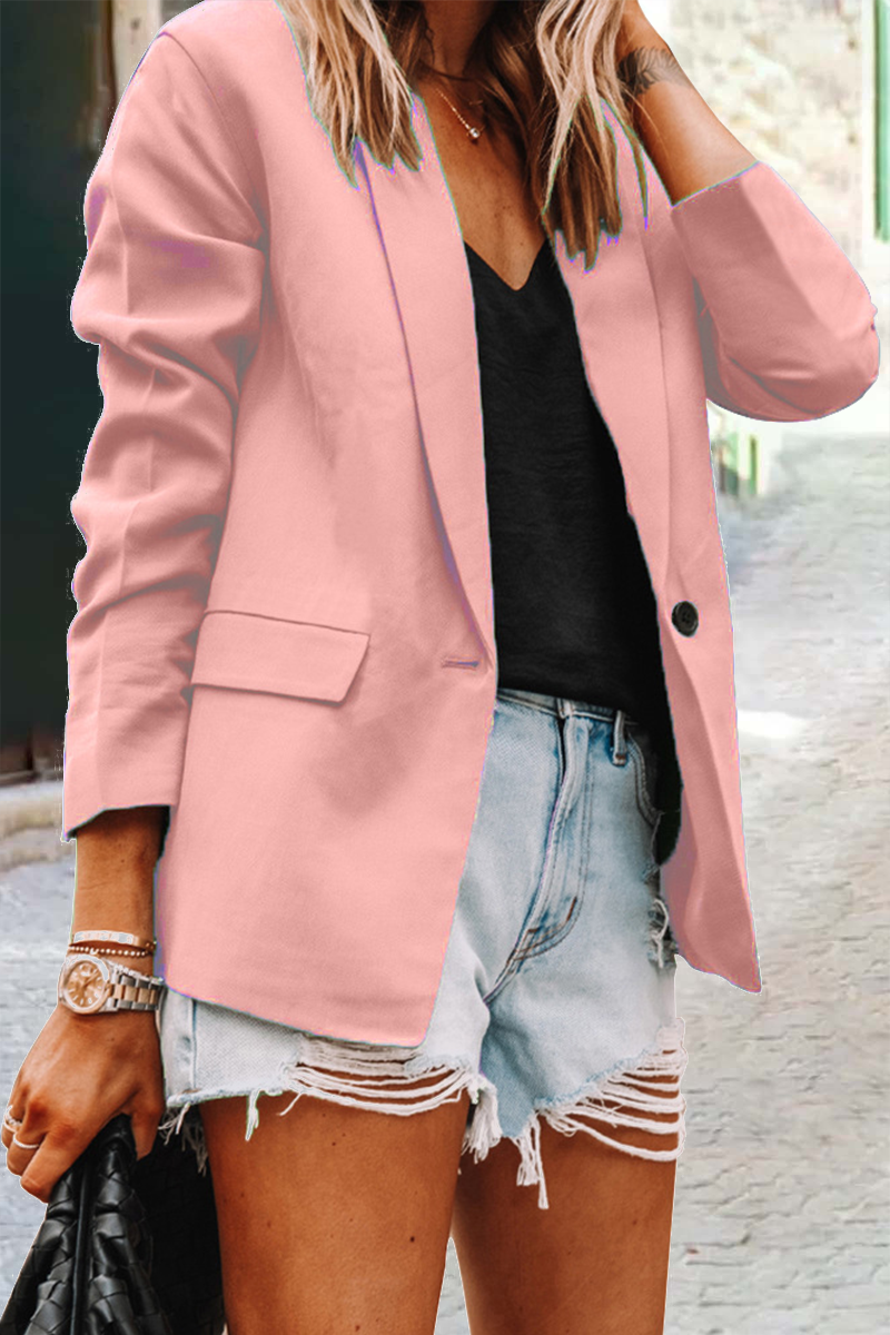 Casual Solid Patchwork Turndown Collar Outerwear