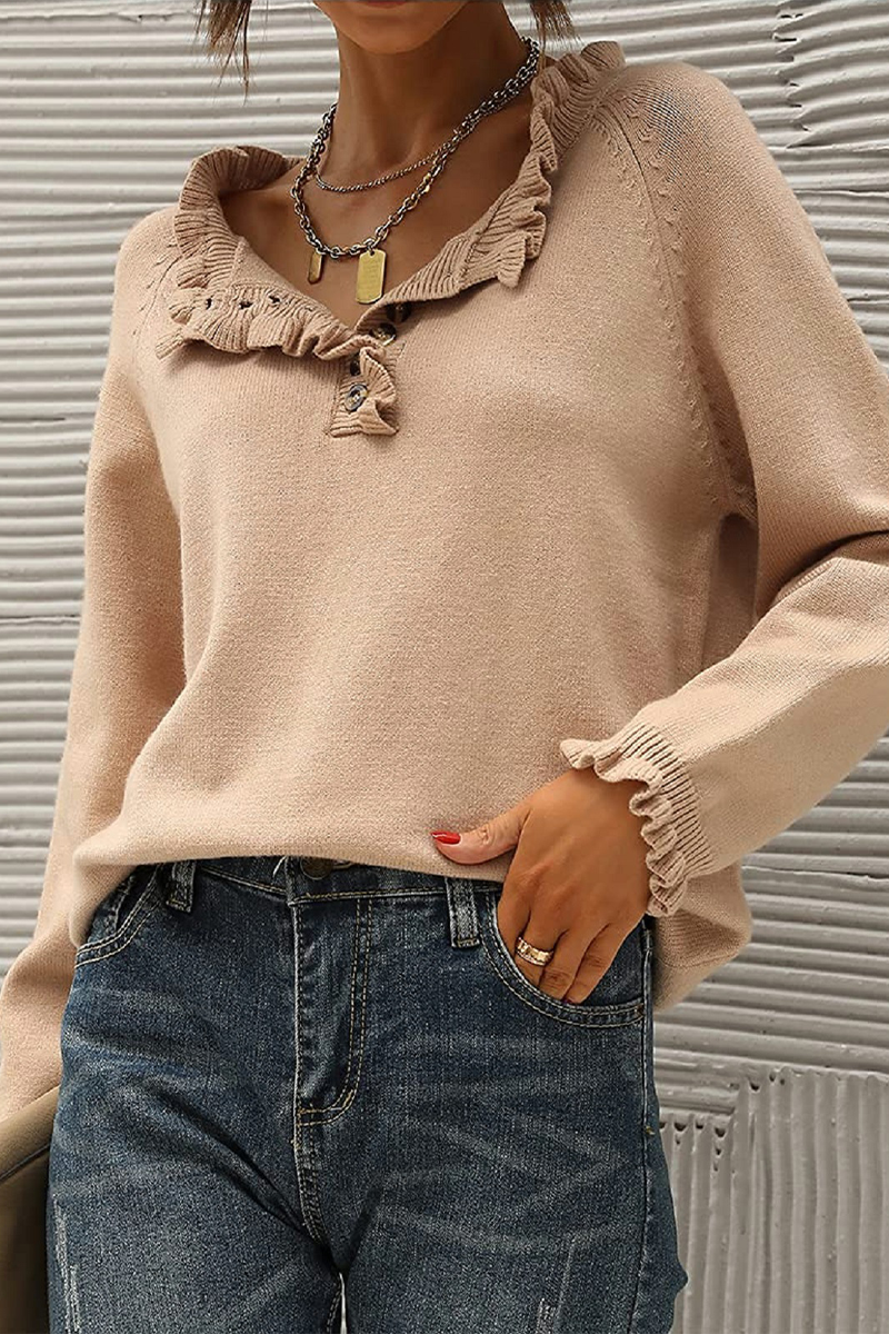 Casual Elegant Solid Buttons V Neck Tops