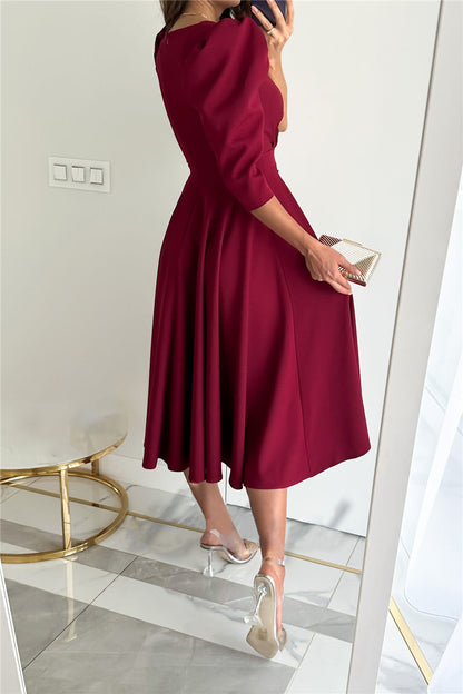 Sweet Elegant Solid Solid Color V Neck A Line Dresses