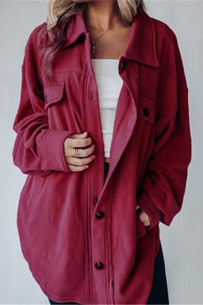 Street Solid Patchwork Turndown Collar Outerwear(7 Colors)