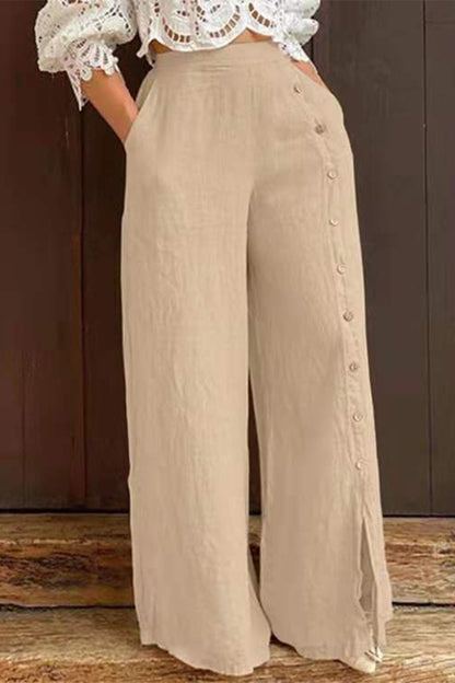 Elegant Solid Slit Straight High Waist Straight Solid Color Bottoms