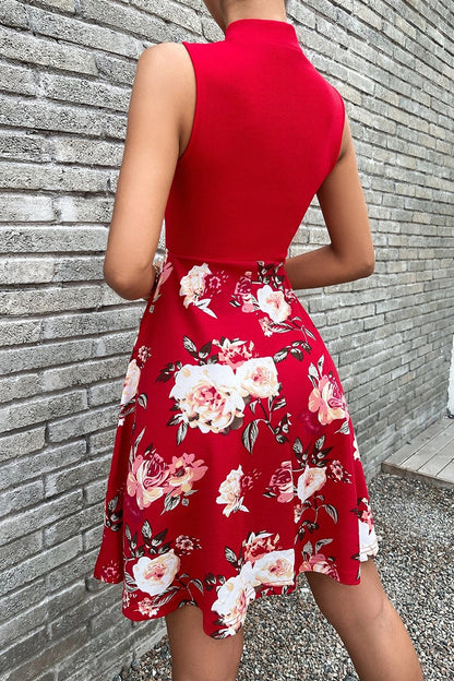 Sweet Elegant Print Patchwork With Bow O Neck A Line Dresses