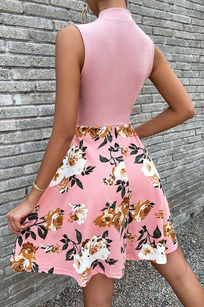 Sweet Elegant Print Patchwork With Bow O Neck A Line Dresses