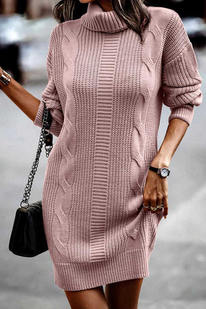 Casual Solid Make Old Turtleneck Long Sleeve Dresses