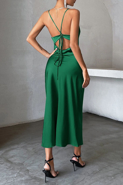 Sexy Party Solid Backless U Neck Sling Dress Dresses