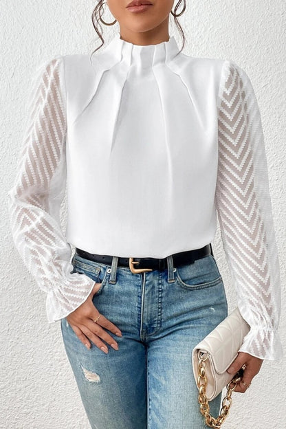 Casual Solid Patchwork Flounce Half A Turtleneck Tops